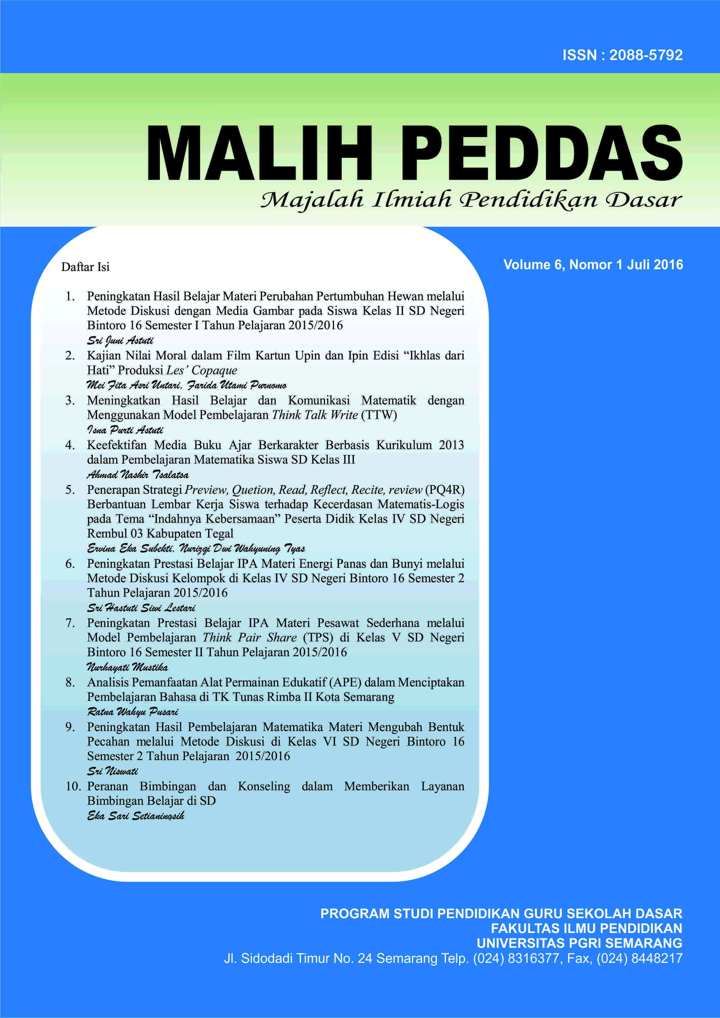 Volume 6 Nomor 1 Juli 2016